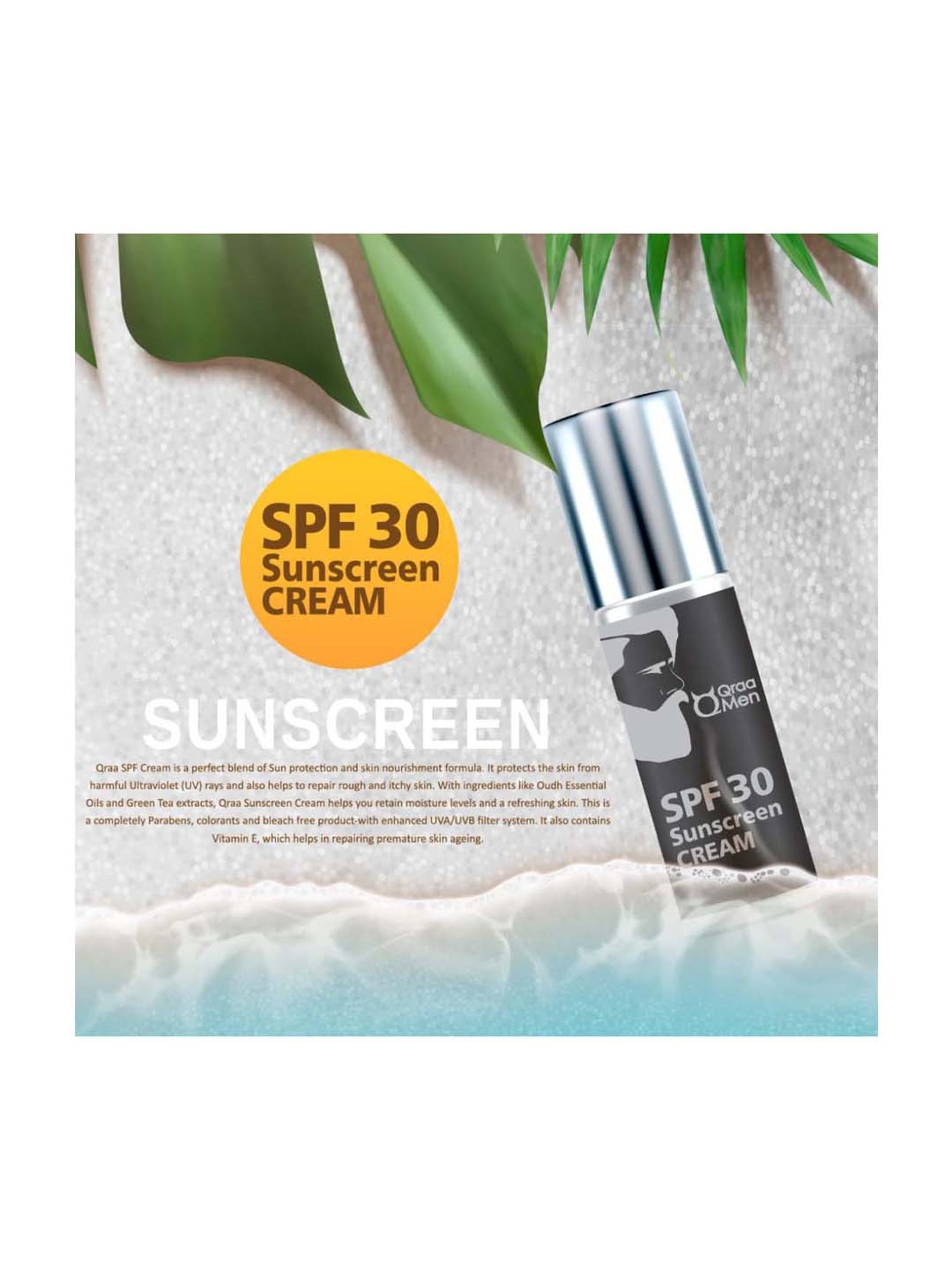 Qraa Men Spf 30 Pa+++ Sunscreen - 100 gm