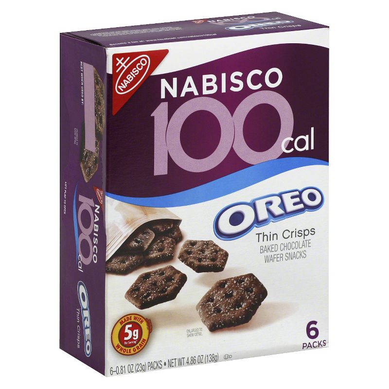 Oreo Thin Crisps Baked Chocolate Wafer Snacks 100 Calories - 0.81oz/6ct