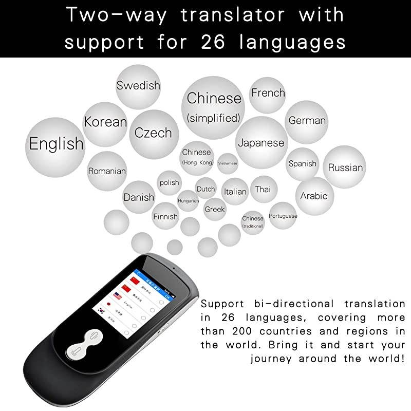 Voice Translator Device with 2.4 Inch IPS Touch Screen 4G WiFi Two Way Real Time Instant Language Translator Support 26 Languages for Learning Travel Shopping Business Black