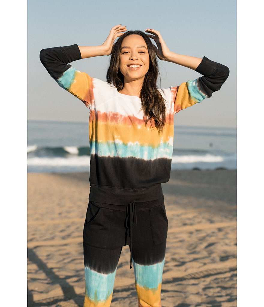 JALA Rainbow Tie-Dye Chill Pullover French Terry Coordinating Lounge Top