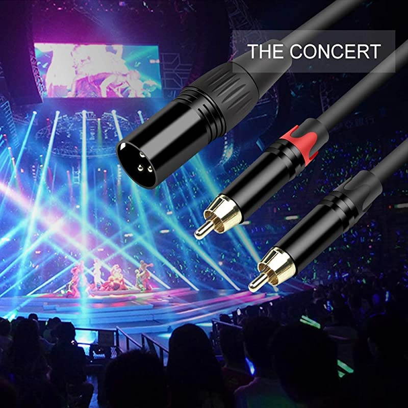 Dual RCA to XLR Male Cable Unbalanced XLR Y Splitter Patch Cable 2 Phono Plug to 1 XLR YCable Interconnect Duplicator Lead Cable Heavy Duty Baking Paint 6 feet