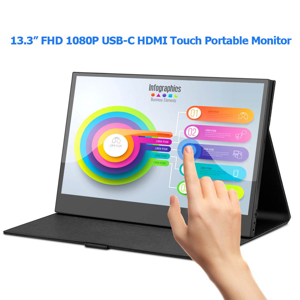 Yijianxi 13.3" Portable Gaming Monitor 1920X1080 LCD Screen Second Moniteur With Touch USB Type C HDMI for laptop phone xbox PS4 PC