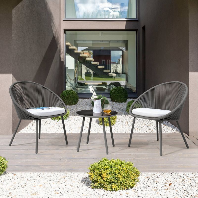 3pc Aluminum & Rope Patio Set - NUU GARDEN