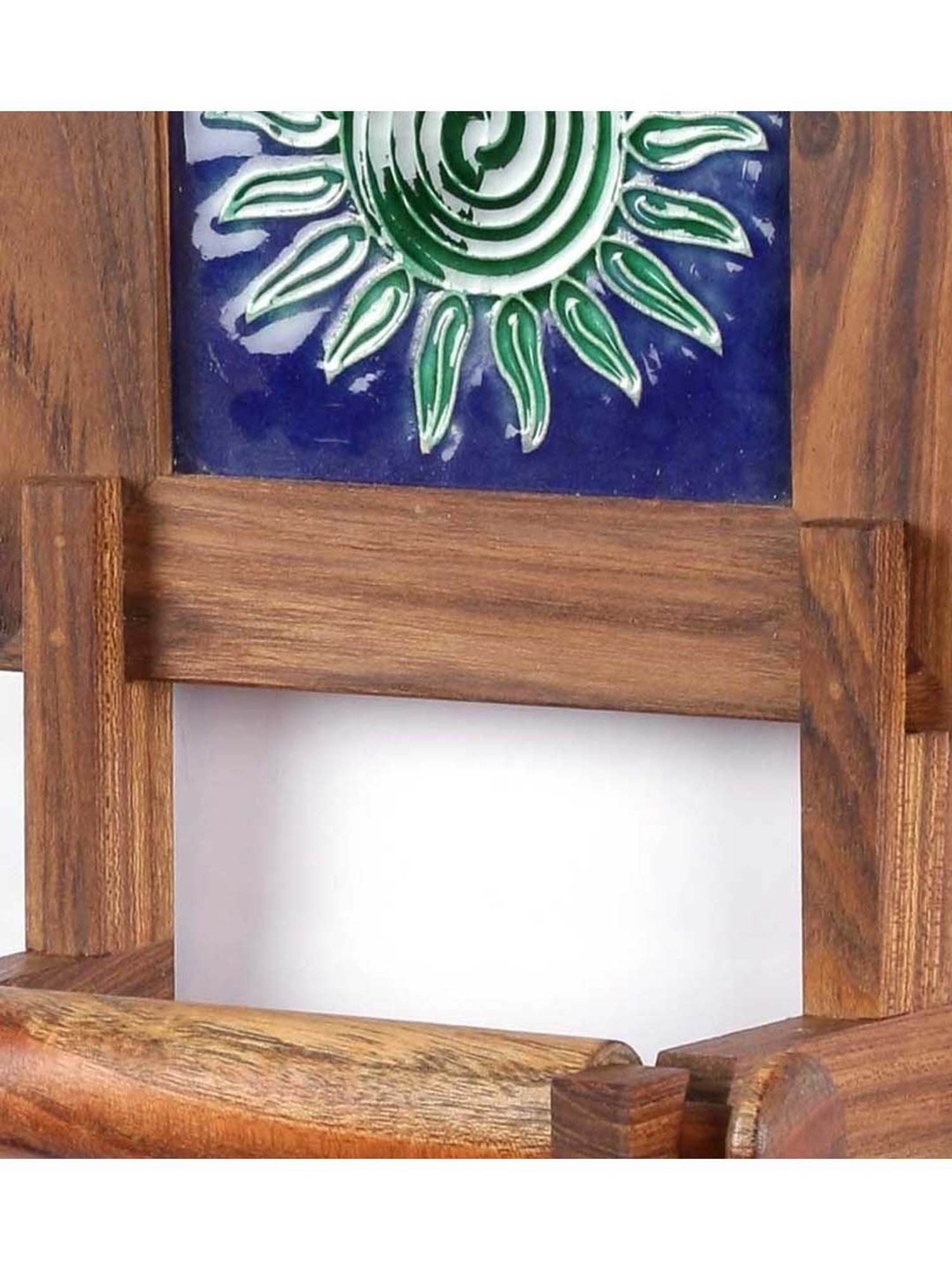 Unravel India Brown & Blue Wood Toilet roll hangings - Set of 1