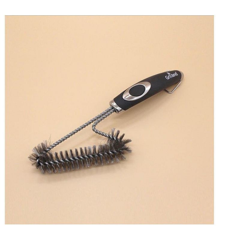 Barbecue Grill Brush 12". Durable Unique Shaped Brush Stainless Steel Bristle & TPR Soft-Grip Handle  for Smaller Grills & Deep Cleaning