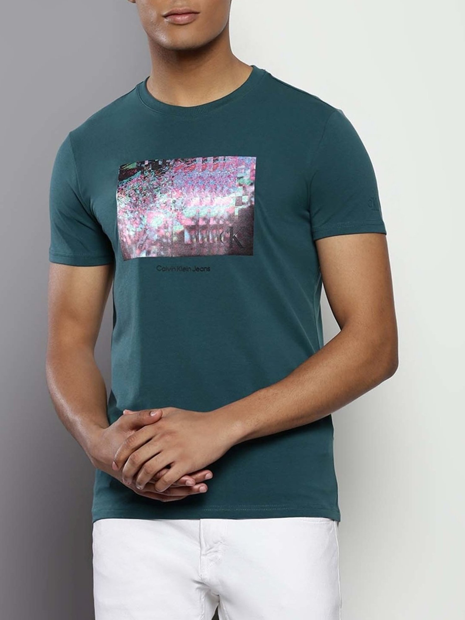 Calvin Klein Atlantic Deep Cotton Slim Fit Printed T-Shirt