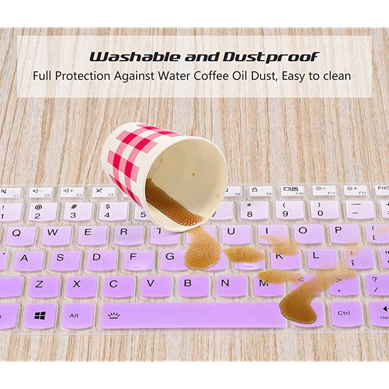 Lenovo Yoga 730 Keyboard Cover , Silicone Keyboard Skin Lenovo Flex 15/Flex 14, Lenovo Yoga C740 C940 C930 13.9 Inch,Lenovo Yoga 720 13.3" 12.5" Protector(Purple+Clear)