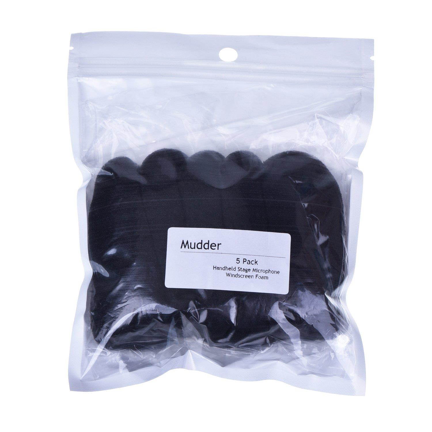 Mudder 5 Pack Foam Mic Cover Handheld Microphone Windscreen, Black