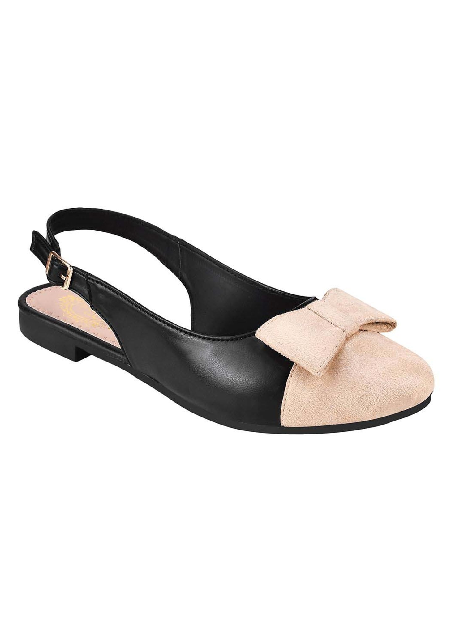 Shoetopia Kids Beige & Black Back Strap Sandals