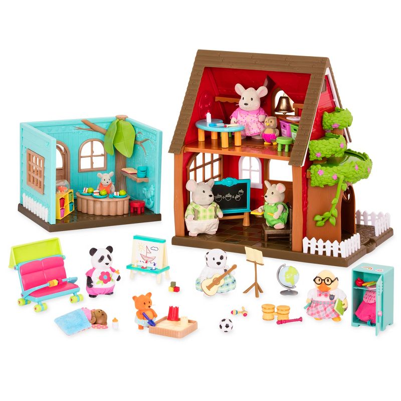 Li'l Woodzeez Toy School Set with Accessories 115pc - Schoolhouse Playset
