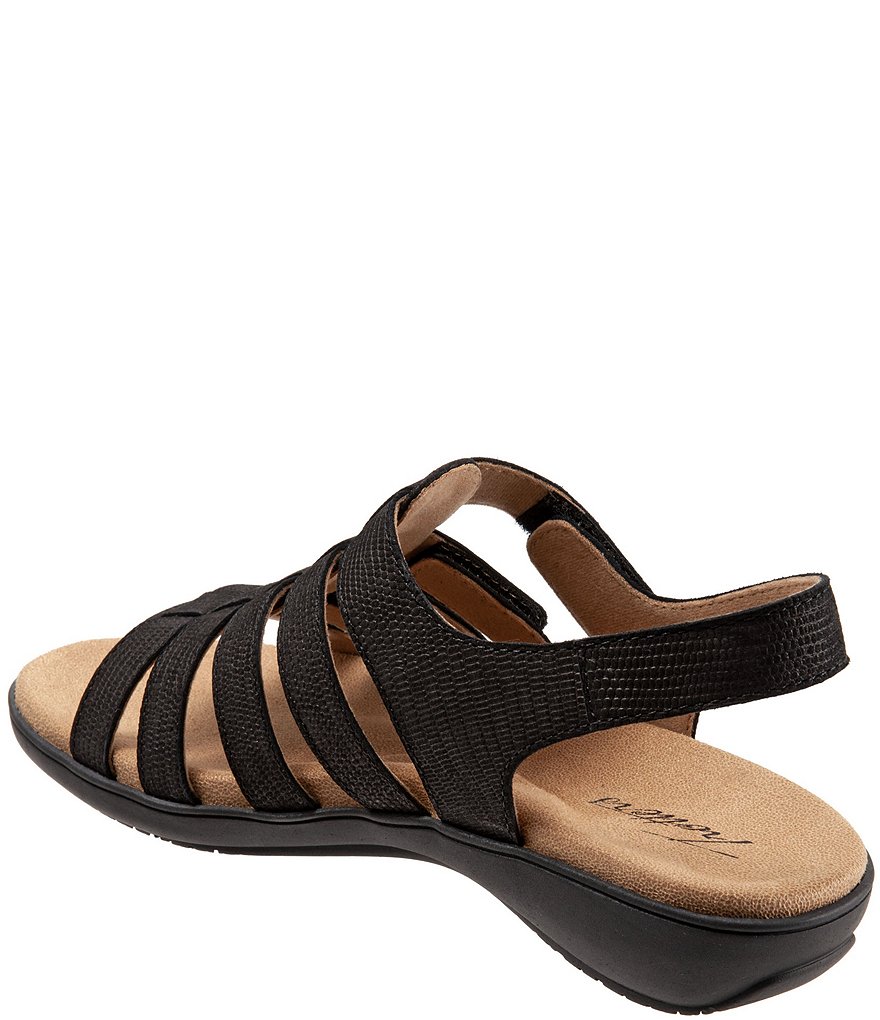 Trotters Tiki Lizard Textured Nubuck Hook and Loop Leather Sandals