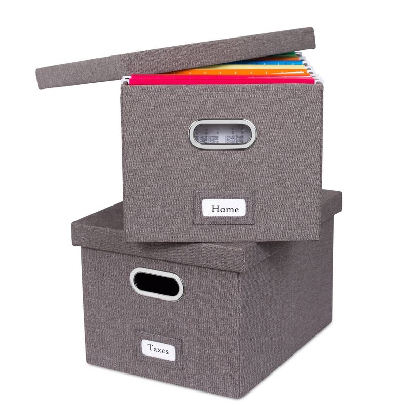 BirdRock Home Set of 2 Linen File Box