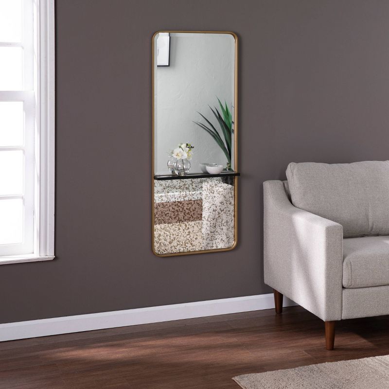 20" x 48.25" Honat Rectangular Decorative Wall Mirror Gold/Black - Southern Enterprises