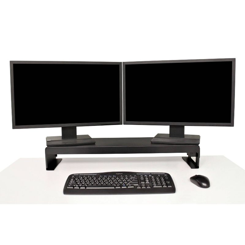 Double Articulated Dual Monitor Desk Mount with Power Black - Rocelco