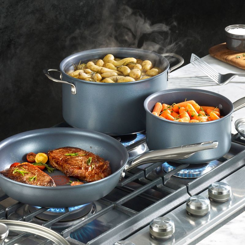 T-fal Endurance Collection Metal Spatula Safe Platinum Nonstick 14pc Cookware Set