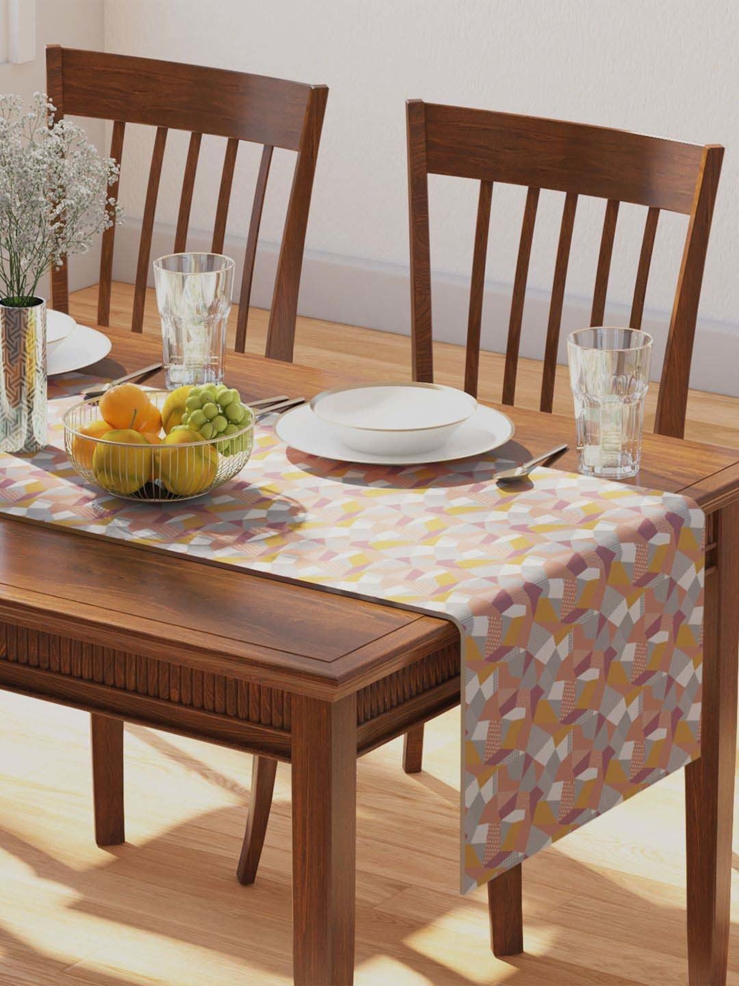 Petal Home Origami Multicolor Cotton 300 GSM Table Runner