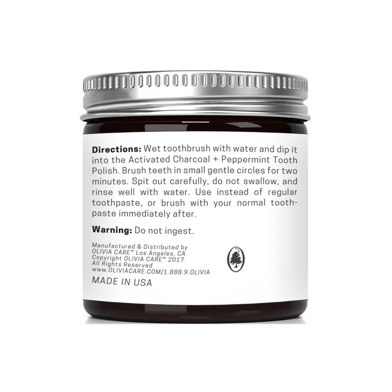 Activated Charcoal Tooth Polish Whitening Powder Peppermint - 2oz