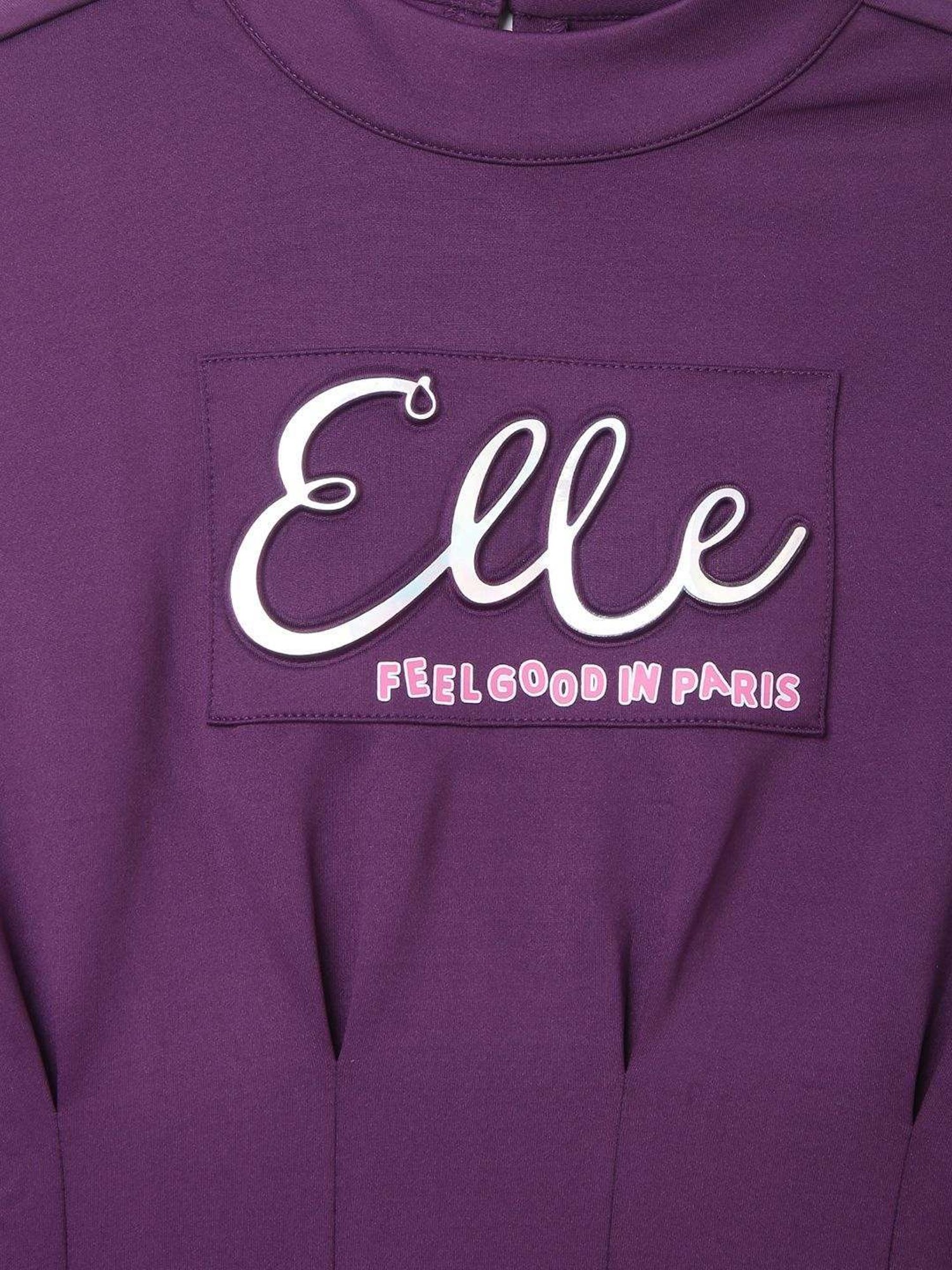 Elle Kids Purple Flared Fit Full Sleeves Dress