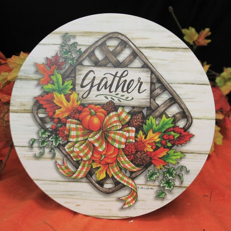 Home & Garden 12.0" Gather Basket Stepping Stone Autumn Leaves Custom Decor  -  Stepping Stones And Pathways