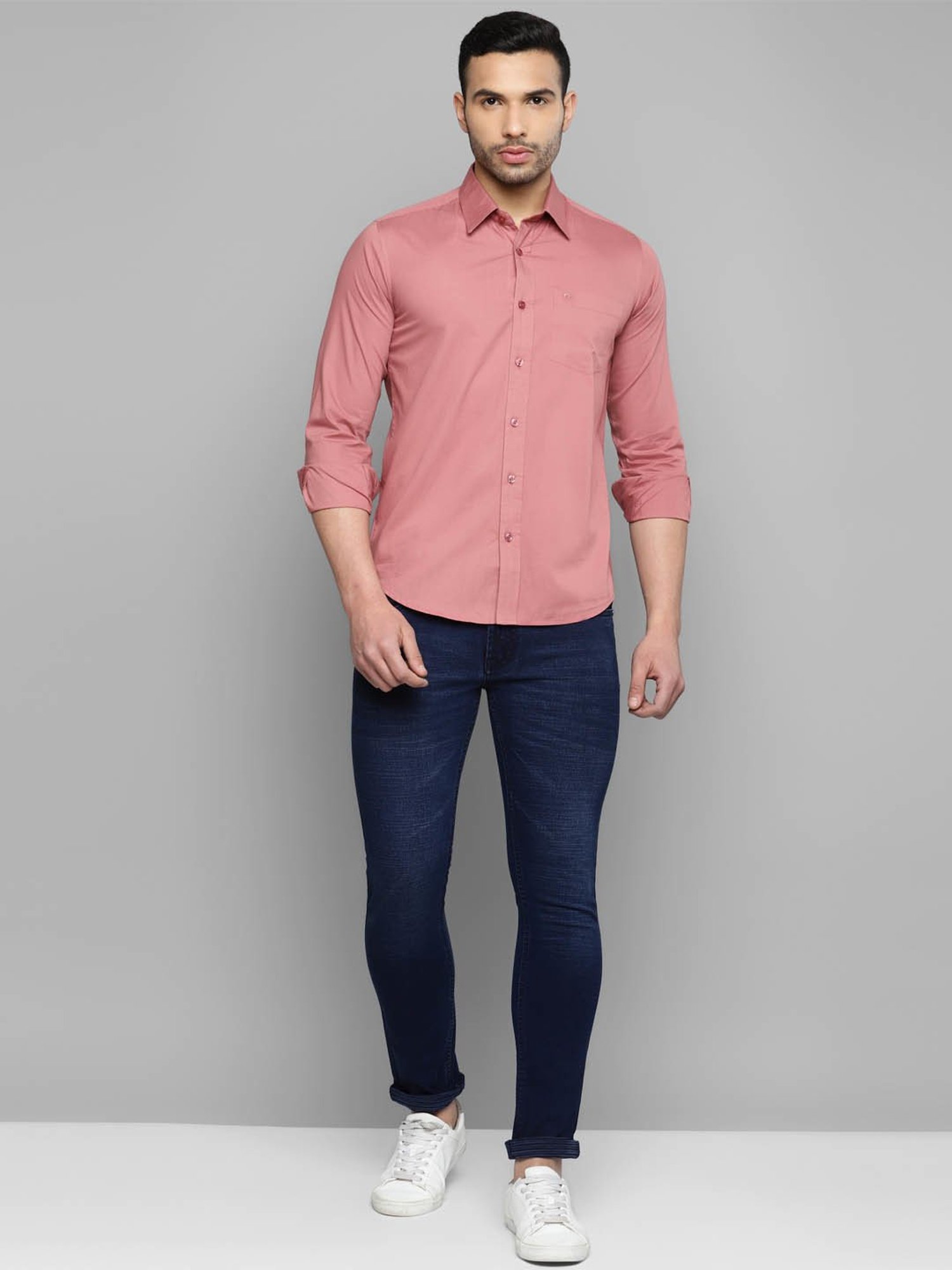 Allen cooper Pink Regular Fit Shirt