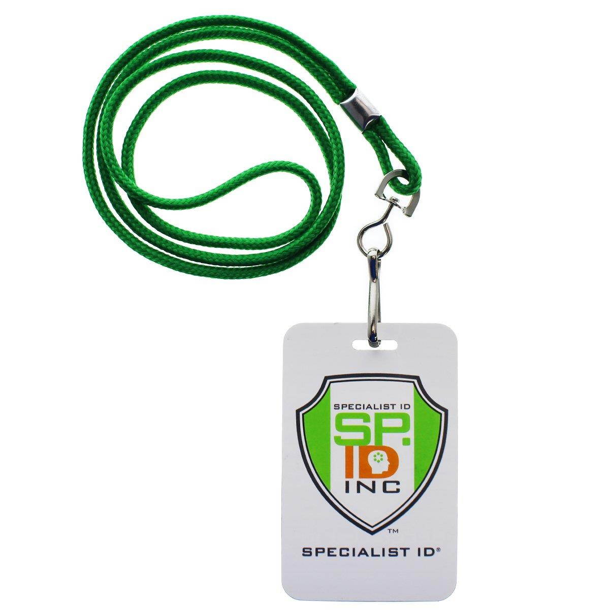 25 Pack - Premium Round ID Badge Neck Lanyards for Card Holders and Name Tags - 36 in Non-Breakaway Heavy Duty Cord & Secure Metal Swivel J Hook Clip by Specialist ID (Green)