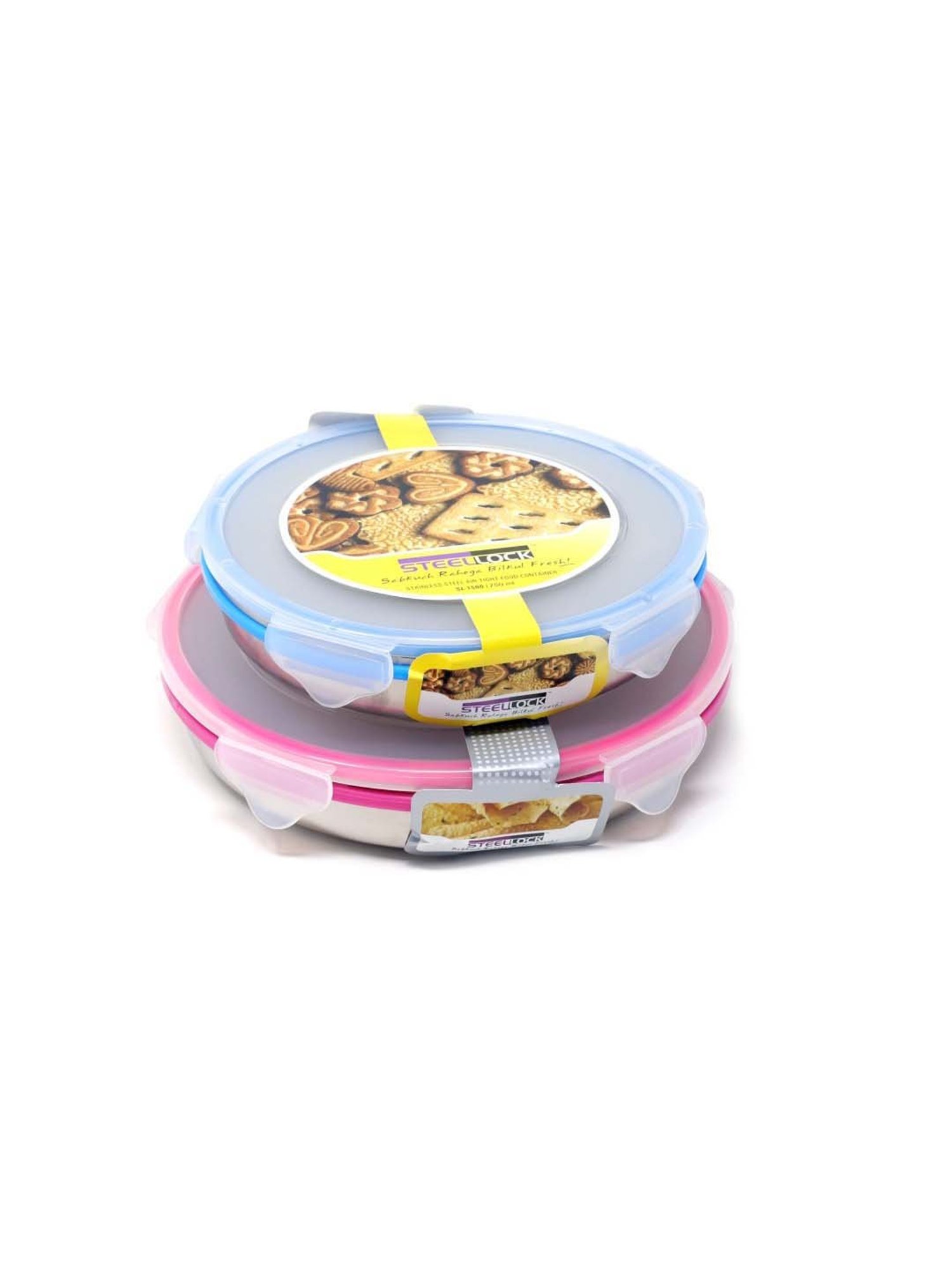 Steel Lock Assorted Color Stainless Steel Storage Containers (750 ml, 1000 ml) - Set of 2