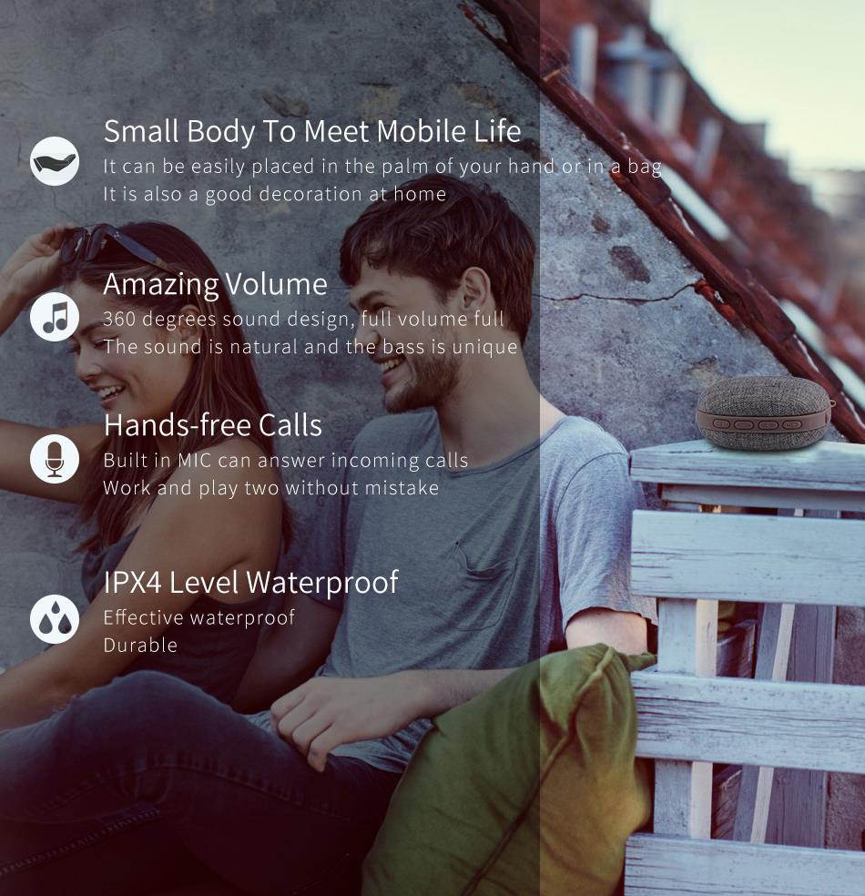 AWEI Y260 Bluetooth Speaker Mini Portable Wireless Speaker IPX4 Waterproof Kalonki Sound Box Blutooth Boombox For Computer Phone (Brown)