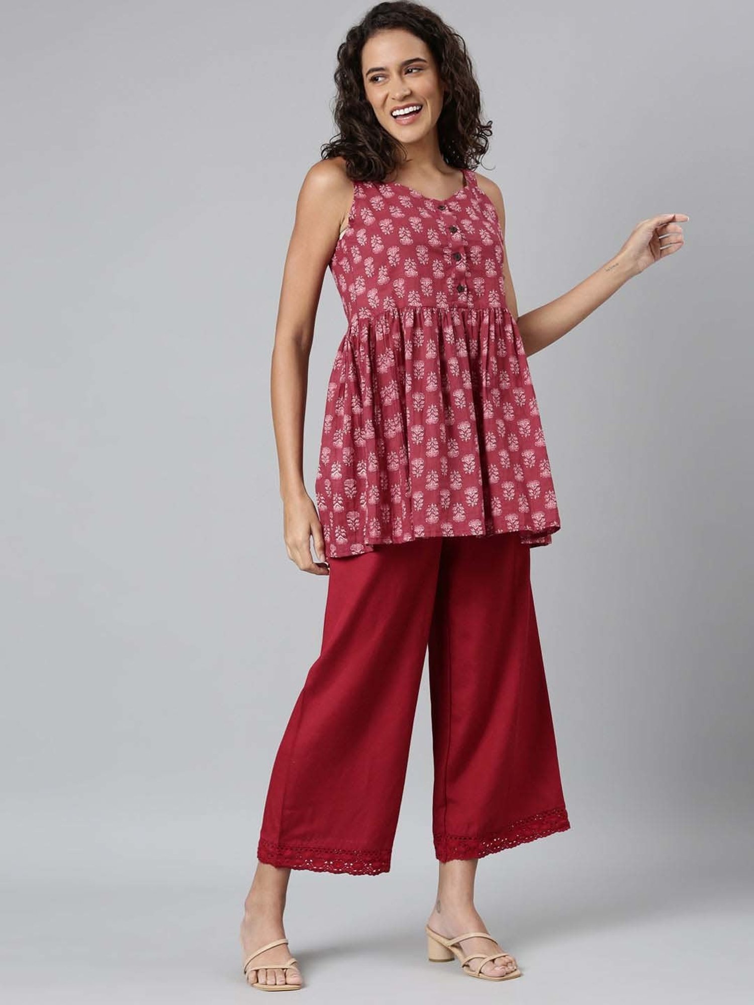 Go Colors! Maroon Linen Palazzos