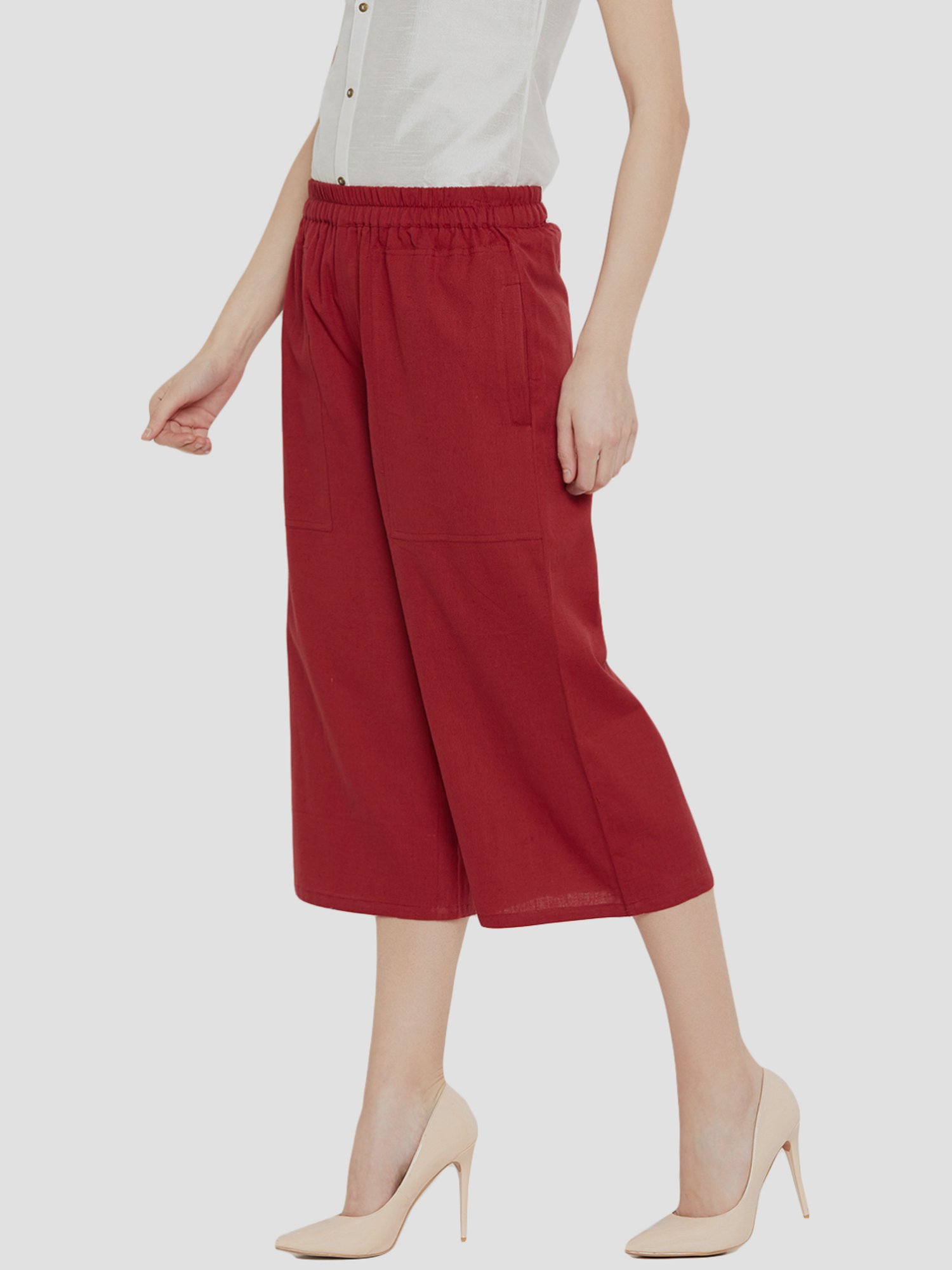 Sringam Maroon Cotton Culottes