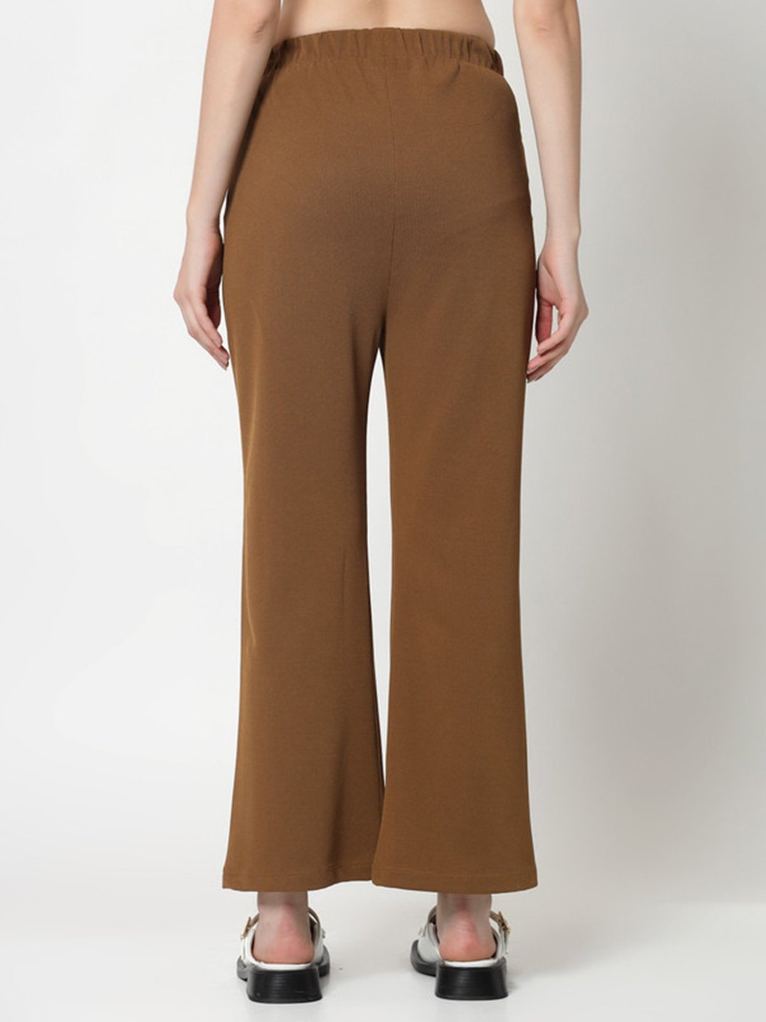 Office & You Mustard Regular Fit Mid Rise Trousers