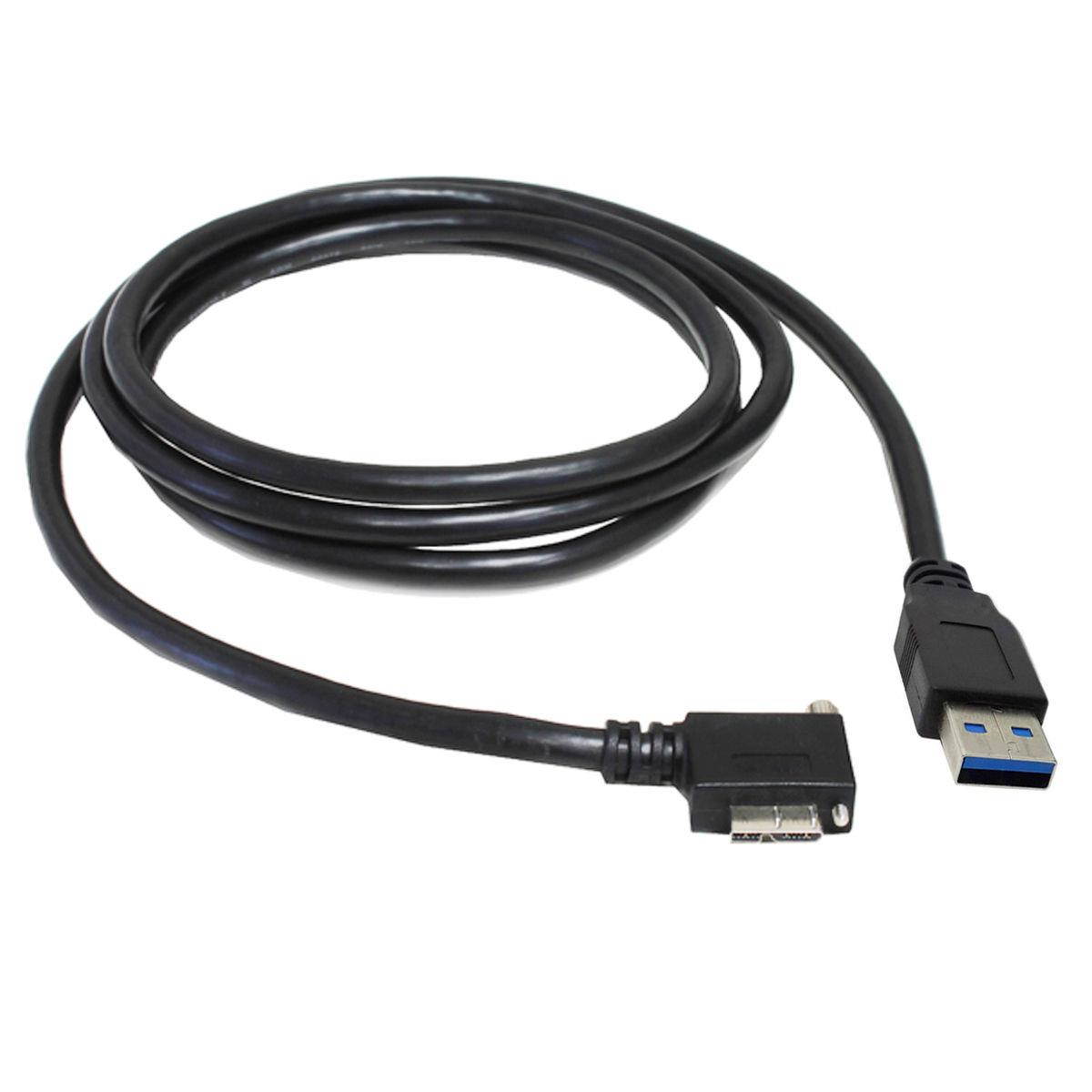USB 3.0 Male to 90 Degree Right Angled Micro-B Micro USB 3.0 Type-B Male Data Cable with Screws Mount for Industrial Camera 1.2m