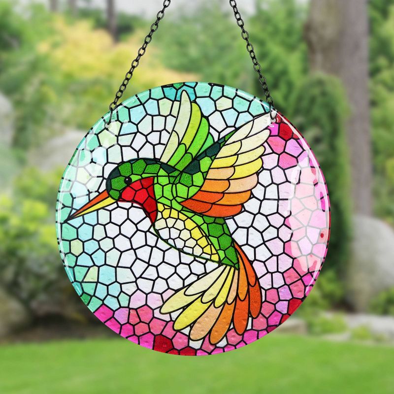 16.93" Metal Hanging Mosaic Hummingbird Suncatcher - Exhart