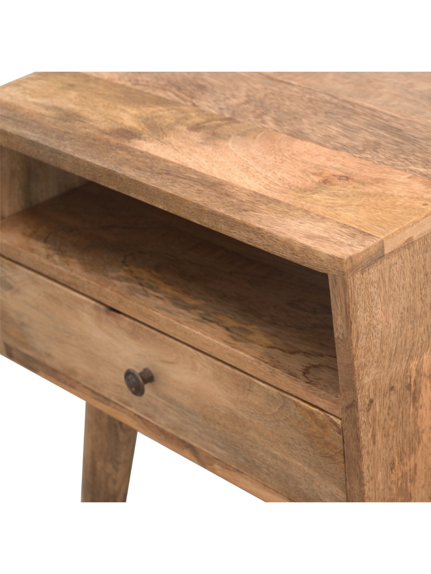 Artisan Furniture Solid Brown Mango Wood Open Slot Side Table