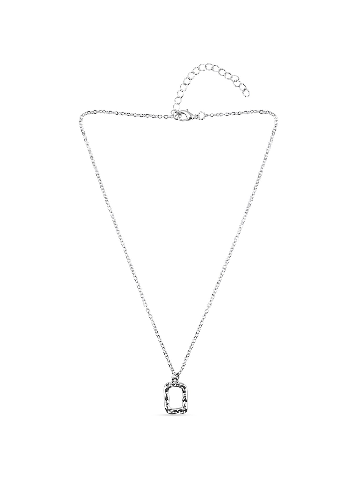 ToniQ Silver-Plated Rectangle Charm Necklace for Women