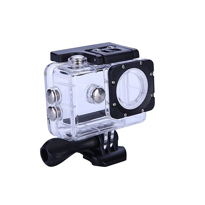 Action Camera Waterproof Case for AKASO EK7000 EK5000/ DBPOWER/Lightdow/Campark/WIMIUS/EKEN/ SJ4000/ ODRVM/Lightdow/APEMAN/NEXGADGET with Anti-Fog Inserts (Clear)