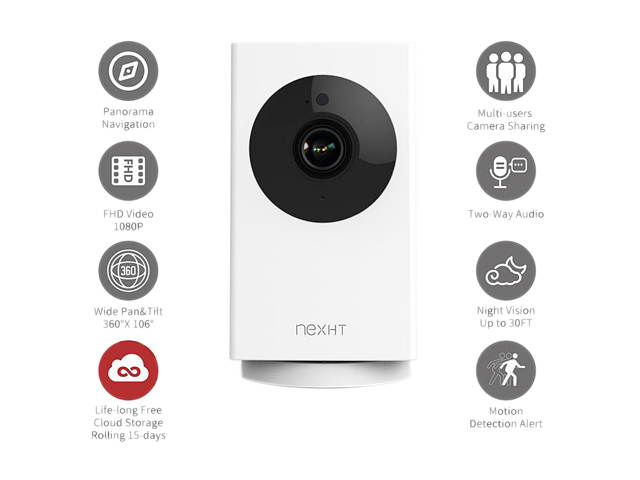 Inland NexHT My Guard Smart 1080P Full HD WiFi Security Camera with Night Vision/Motion Detection/Two-Way Audio/Pan/D-Tilt/D-Zoom/360