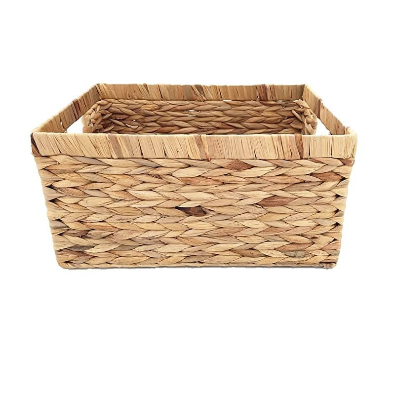 Woven Natural Water hyacinth Rectangular Storage Baskets with inside HandleLarge