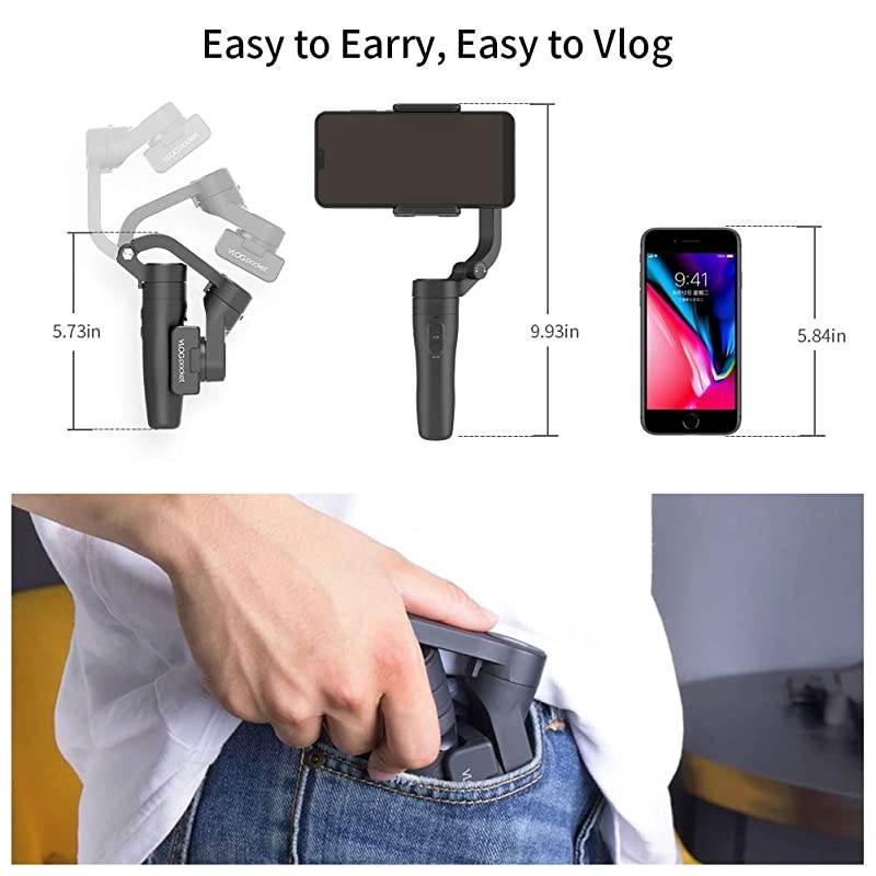 Official VLOG Pocket 3 Axis Smartphone Gimbal Handheld Stabilizer Vlog YouTube TIK Tok Live Video Fits iPhone SE 11 Pro XR X Android Smartphone Samsung Note 9 S10+ Huawei P40 P30 P20 Pro