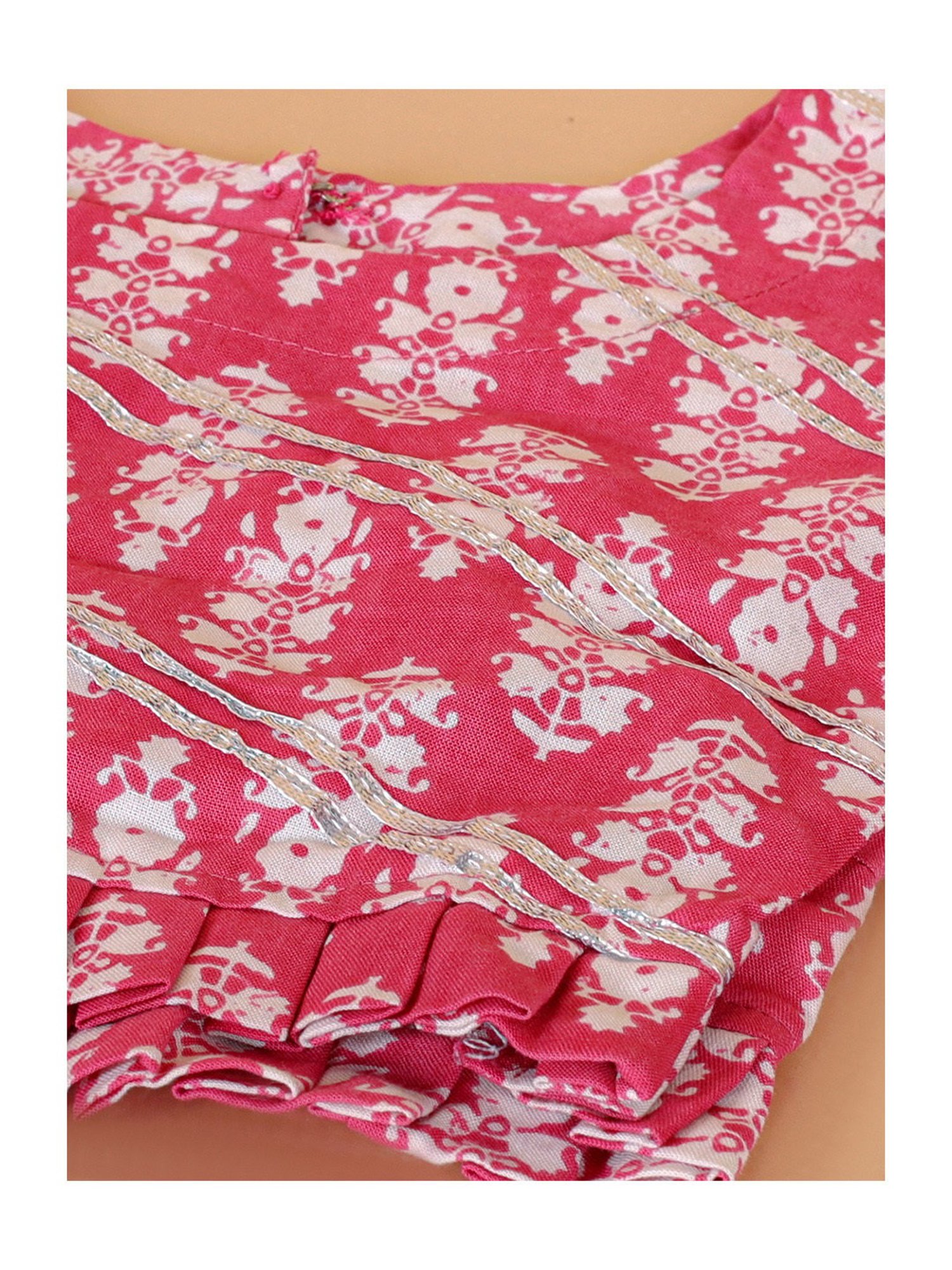 The Mom Store Kids Pink Floral Print Lehenga with Choli