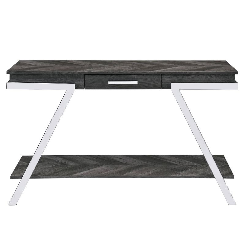 Roma Sofa Table Metal and Wood Dark Gray - Steve Silver Co.