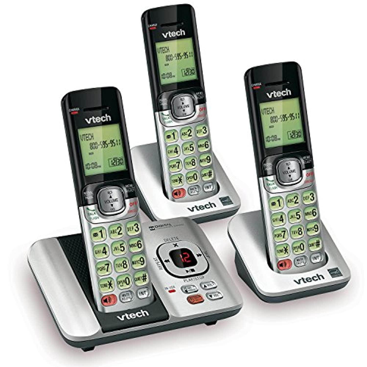 vtech cs6529-3 3-handset expandable cordless phone with answering system-caller id/call waiting & backlit display/keypad