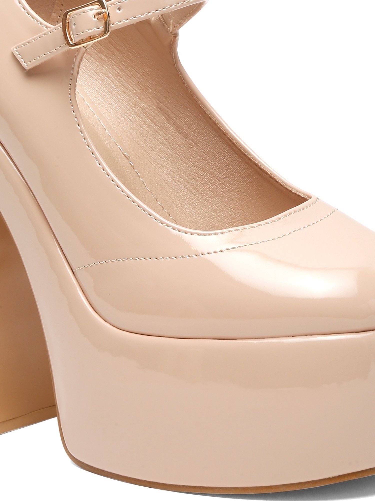 Flat N Heels Women's Beige Mary Jane Shoes
