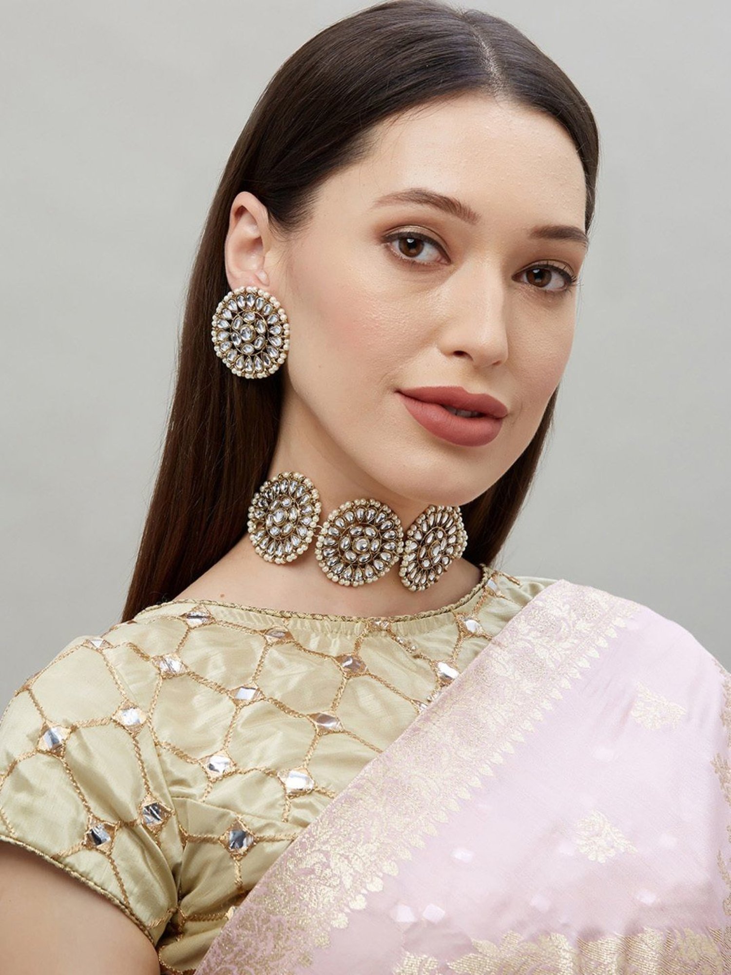 Fida Ethnic Indian White Jewellery Set