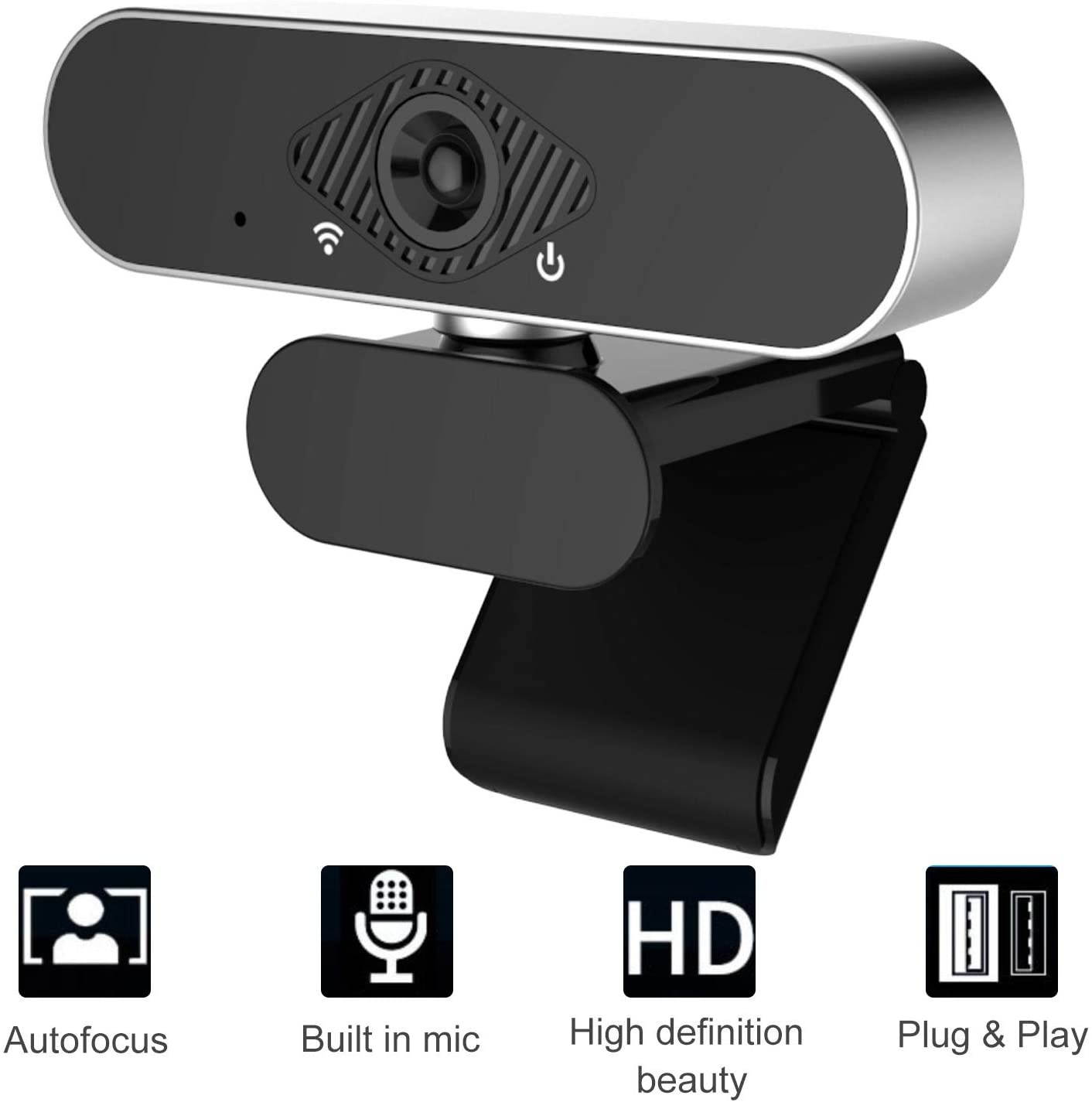 Webcam with Microphone, 1080P HD Webcam Streaming Computer Web Camera -USB Wide Angle Computer Camera for Mac YouTube Skype OBS Laptop Desktop Webcam for Video Calling Gaming Recording Conferencing