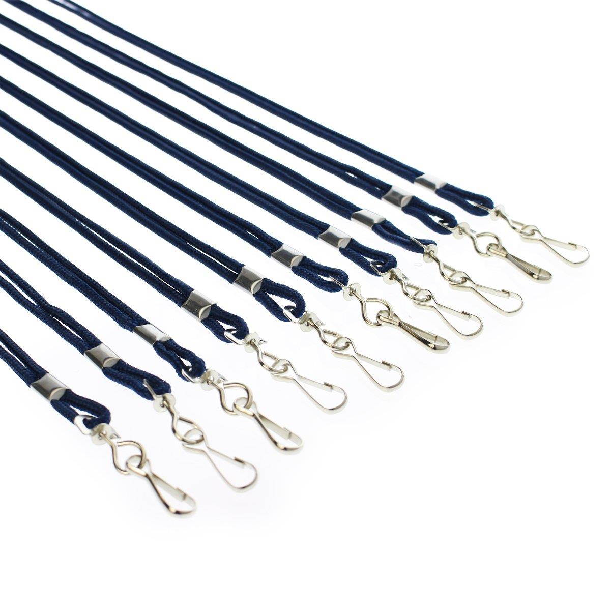 25 Pack - Premium Round ID Badge Neck Lanyards for Card Holders and Name Tags - 36 in Non-Breakaway Heavy Duty Cord & Secure Metal Swivel J Hook Clip by Specialist ID (Navy Blue/Dark Blue)