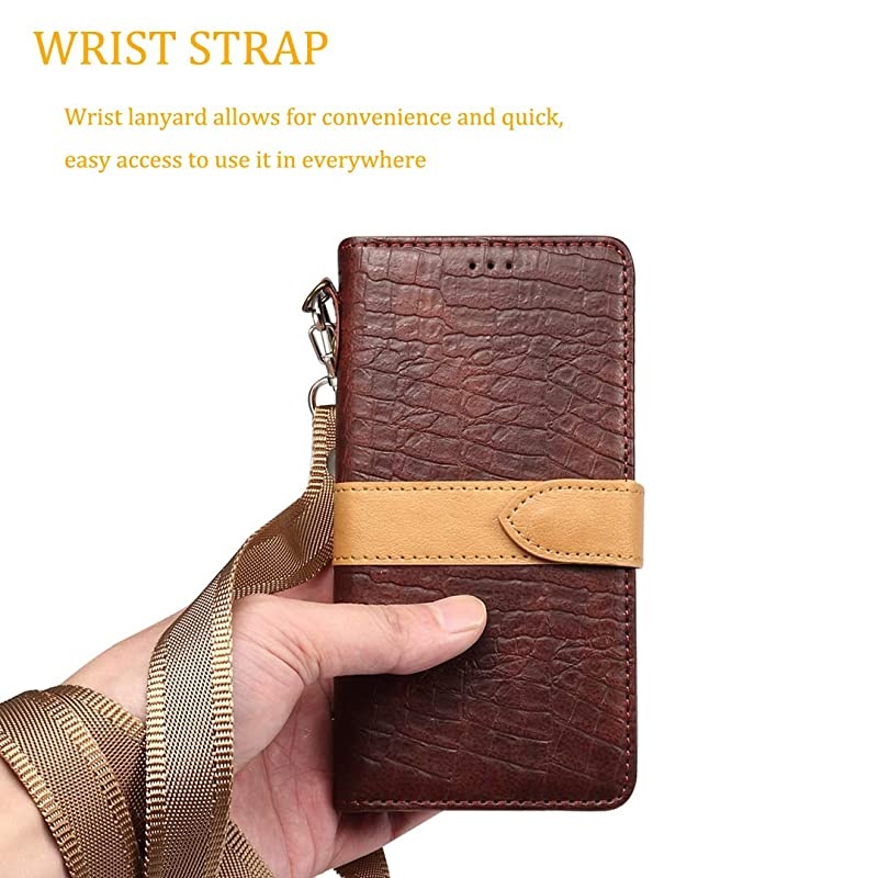 Moto Z3 Play CaseMoto Z3 Case HandmadeWrist Strap Flip Folio Leather Wallet Cover with Card Slots Kickstand Magnetic ClousureCash Pockets for Motorola Moto Z Play 3nd Gen 2018 Coffee