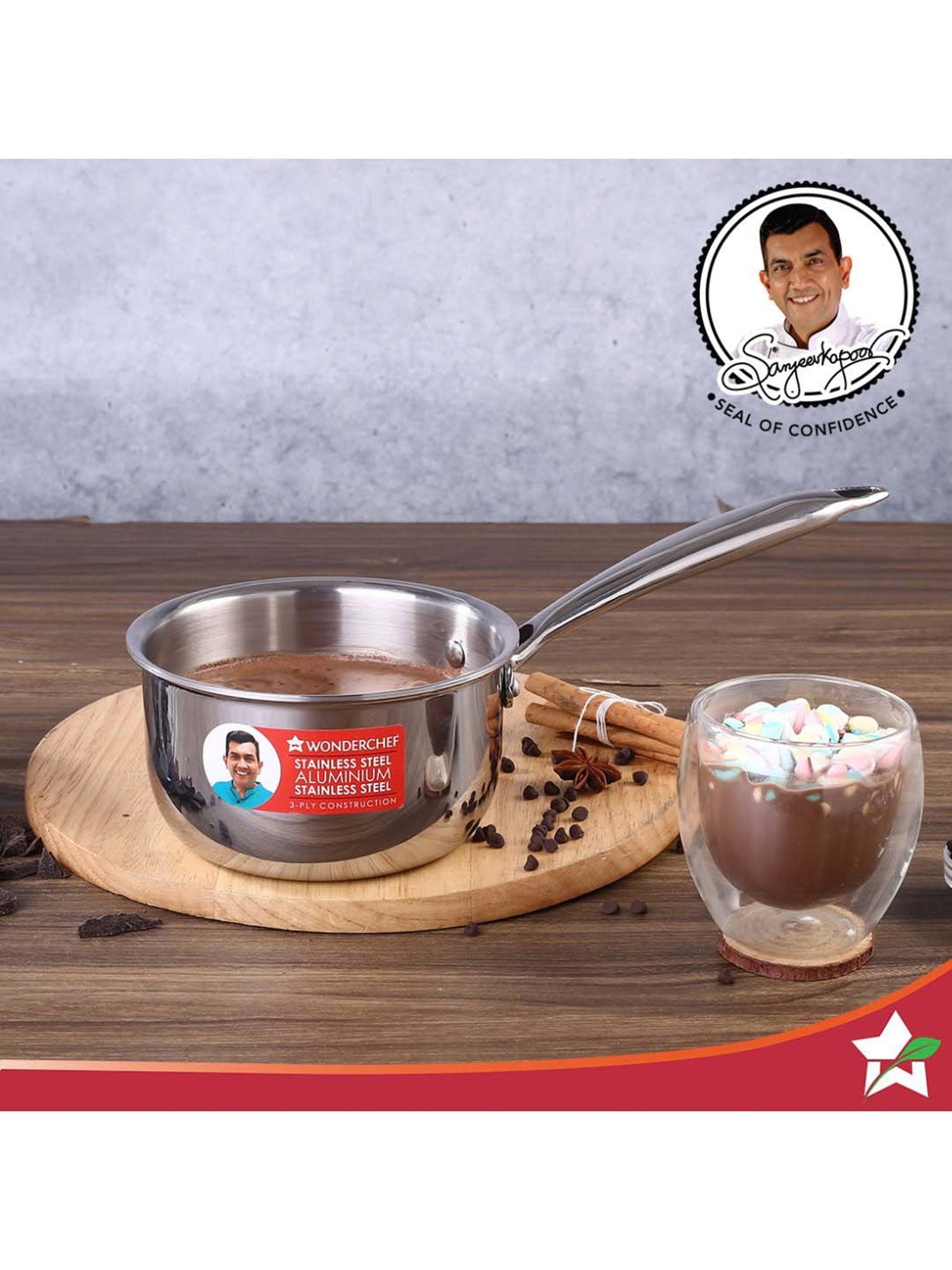 HAZEL Silver Induction Bottom Tope Stainless Steel Patila - 17.7 cm (2500 ml)