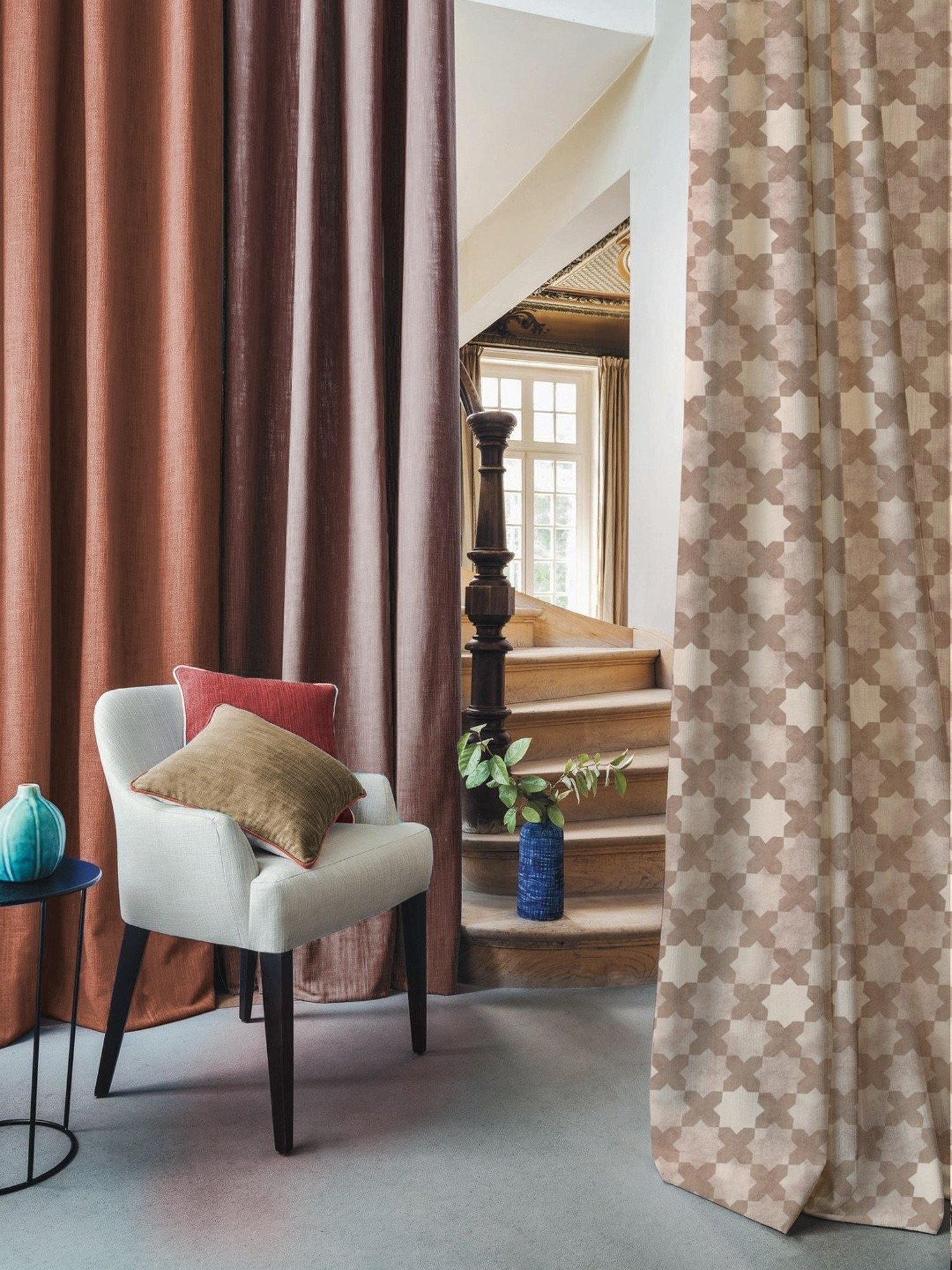 SPACES DRAPE STORY Elegent Brown Polyester 8 FT Door Curtain - Set of 2