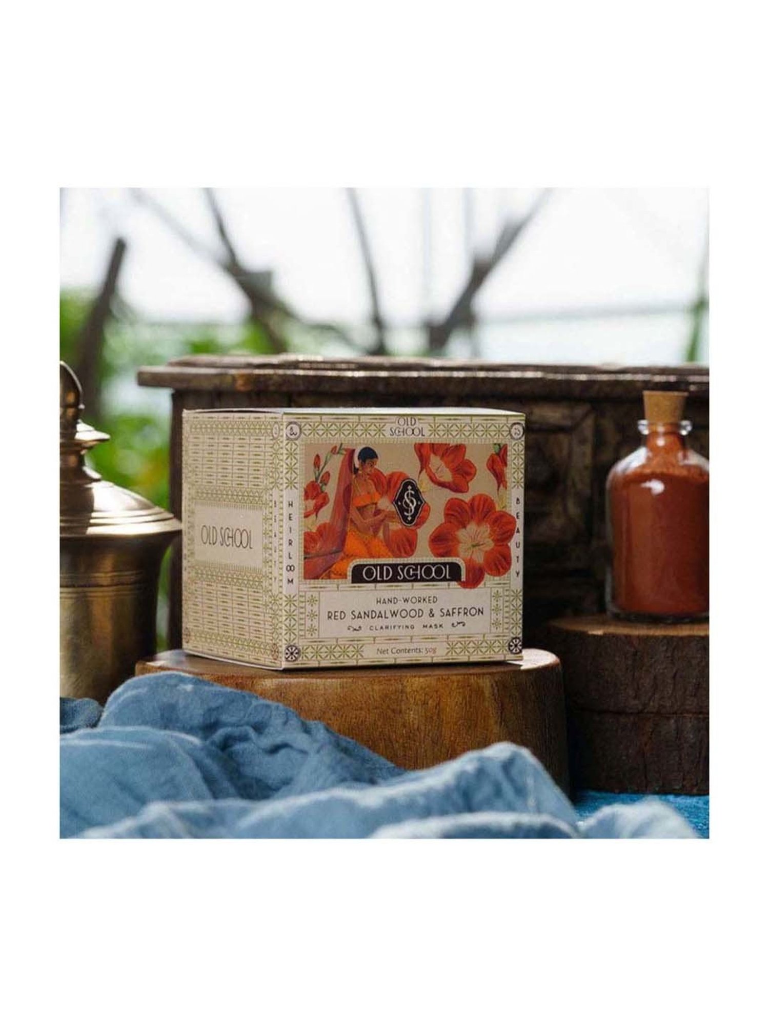 Old School Rituals Hand-Worked Red Sandalwood & Saffron Clarifying Mask - 50 gm