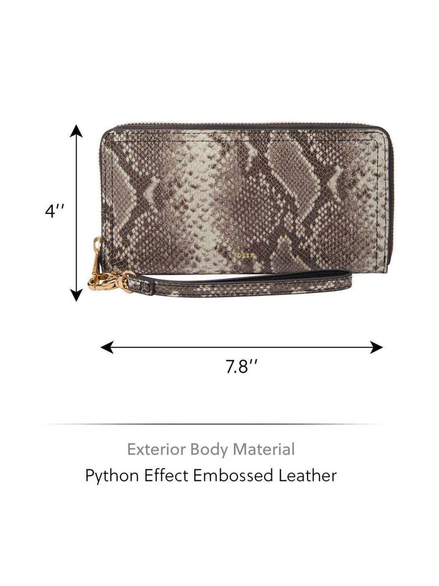 Fossil Logan Brown Textured Zip Around Wallet for Women